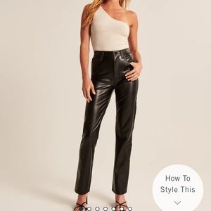 NWT Abercrombie ankle straight ultra high rise vegan leather pants